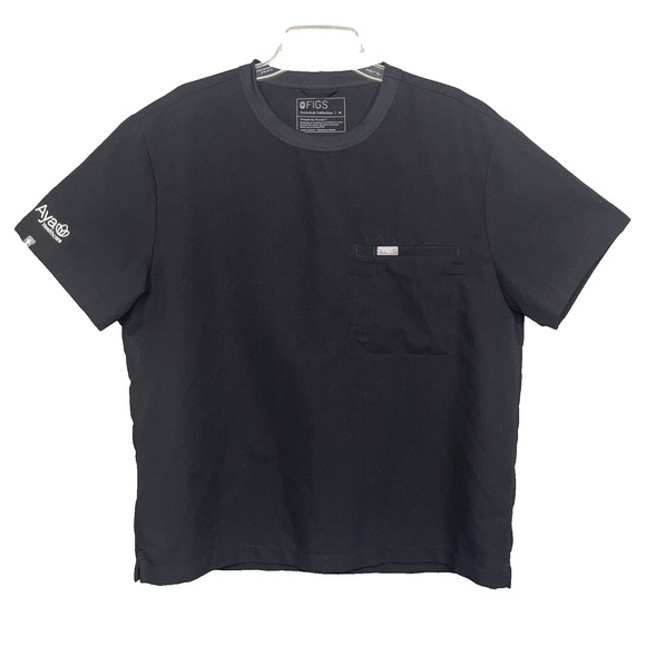 Figs Other - FIGS Technical Collection Black Crewneck Scrub Top Mens Med Aya Healthcare Logo